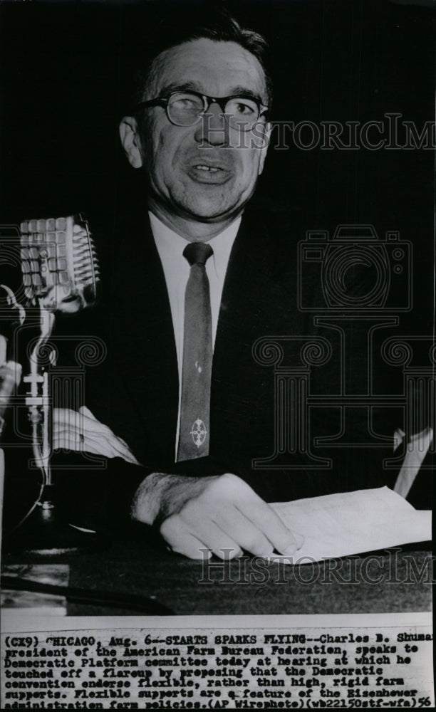 1956 Charles Shuman of Farm Bureau speaks to Platform committee - Historic Images