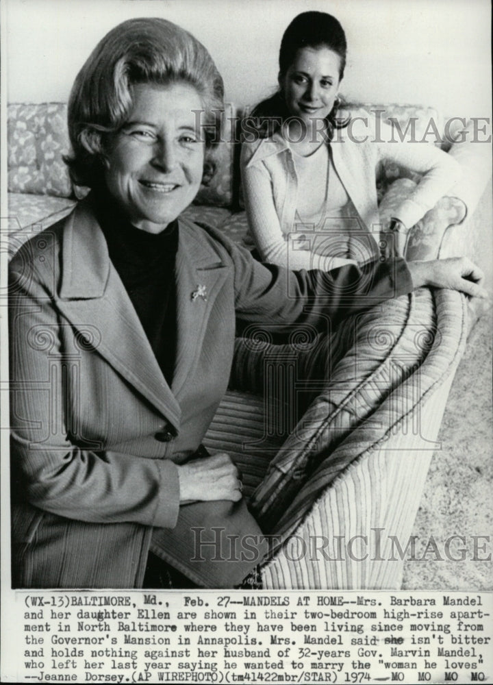 1974 Press Photo Mrs. Barbara Mandel, soon to be Ex-wife of Gov. Marvin Mandel - Historic Images