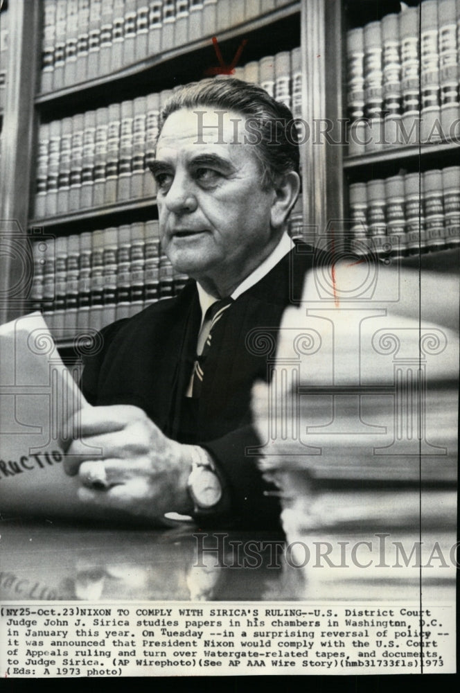 1973 District Court Judge John Sirica in his chambers in Washington - Historic Images