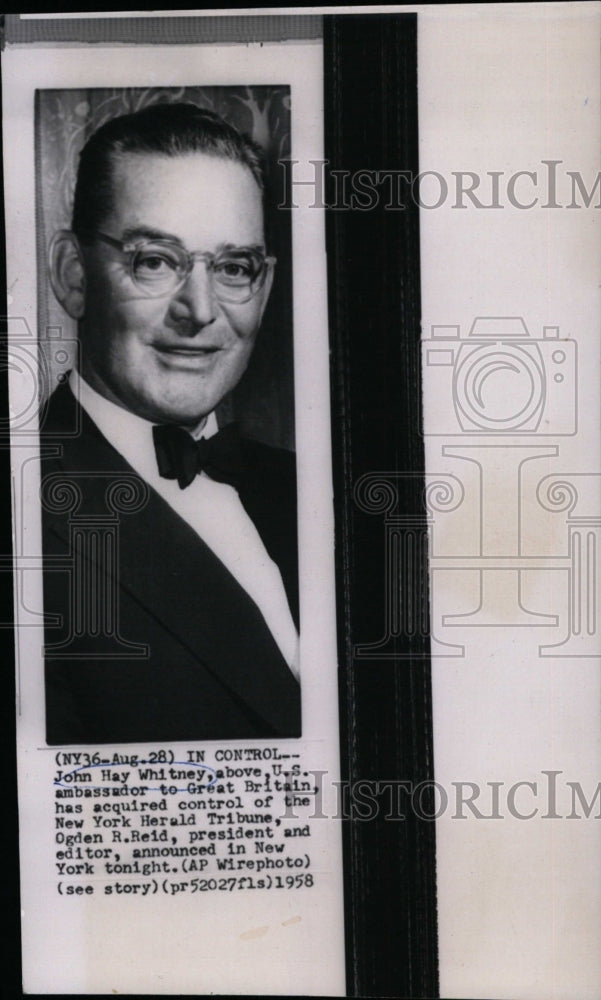 1958 Press Photo John H. Whitney acquired control of the New York Herald Tribune - Historic Images