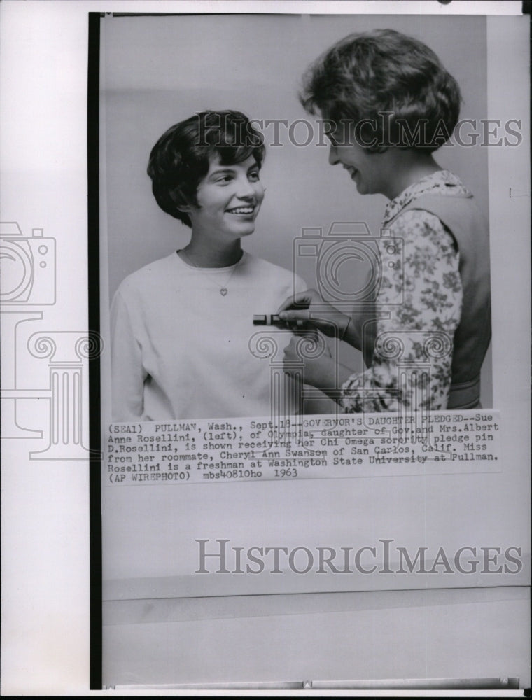 1963 Press Photo Sue Anne Rosellini, daughter of Governor Albert Rosellini - Historic Images