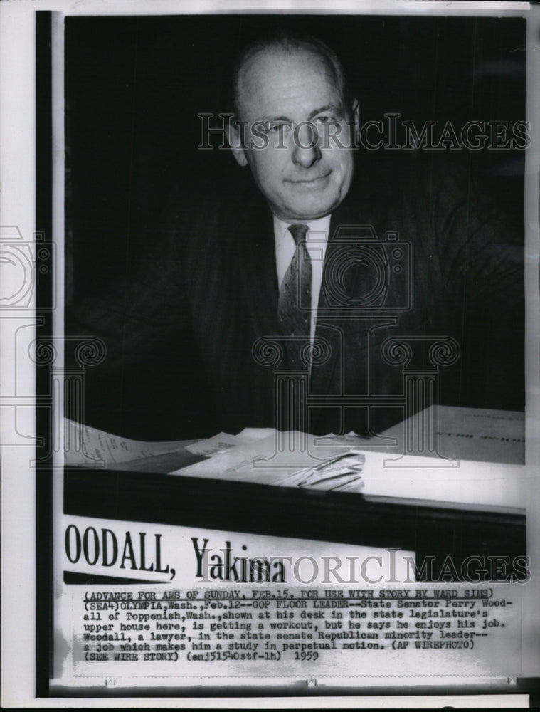 1959 Press Photo State Senator Perry Woodall at state legislature&#39;s upper house - Historic Images