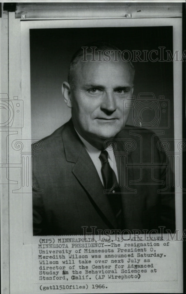 1966 Press Photo Univ. of Minnesota president O. Meredith Wilson to leave post - Historic Images