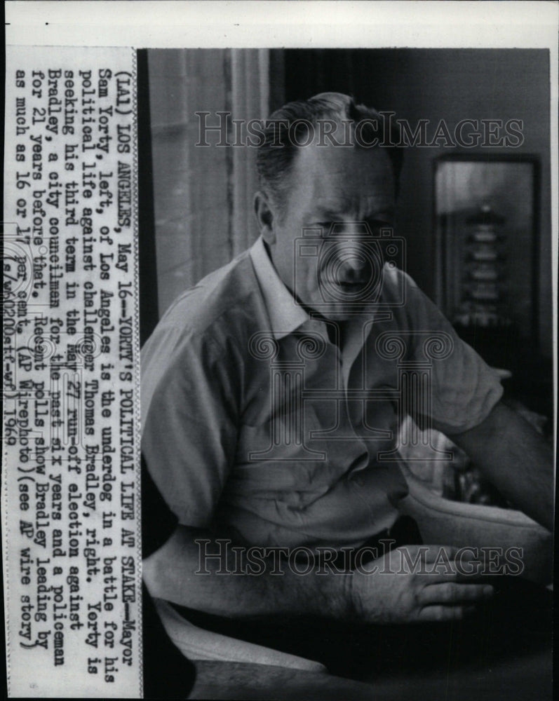 1969 Press Photo Mayor Sam Yorty, of Los Angeles seeking third term. - Historic Images