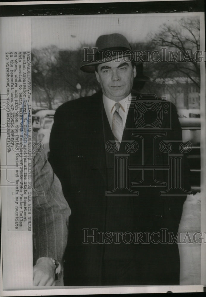 1954 Press Photo Russian Ambassador Georgi N. Zarubin, arrives at State Dept. - Historic Images