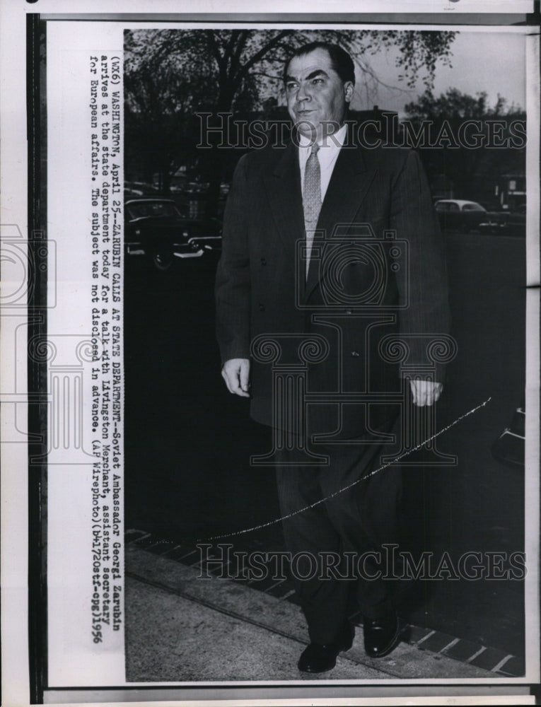 1956 Press Photo Soviet Ambassador Georgi Zarubin arrives at State Department. - Historic Images