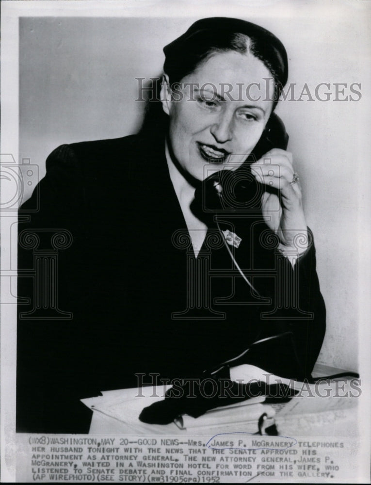 1952 Press Photo Mrs. James McGranery calls husband about his appointment - Historic Images