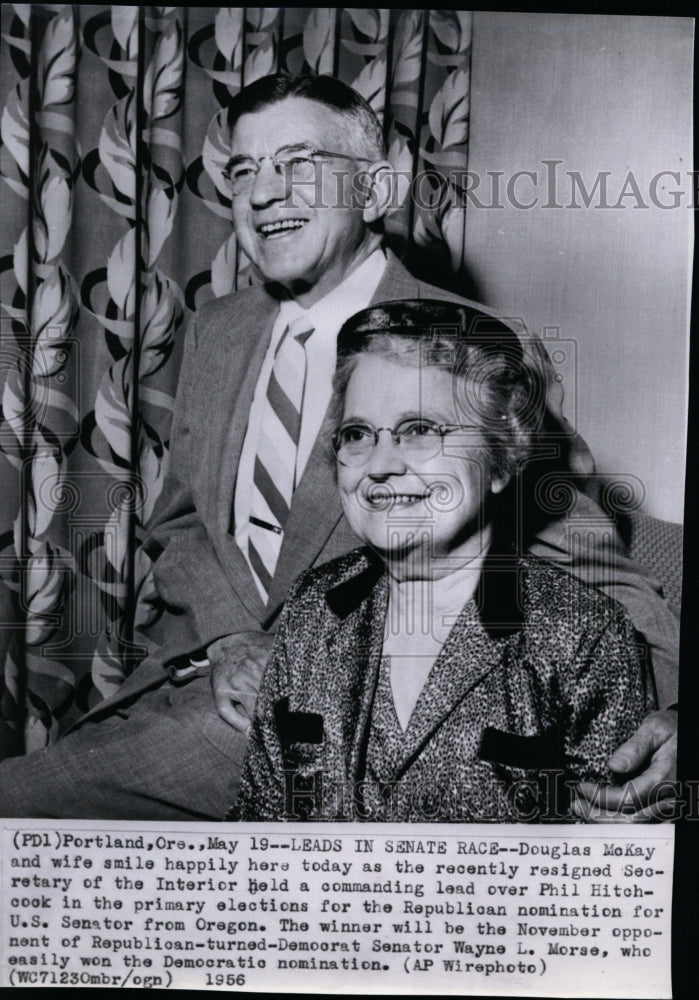 1956 Press Photo Resigned Secretary of the Interior Douglas McKay with his wife - Historic Images