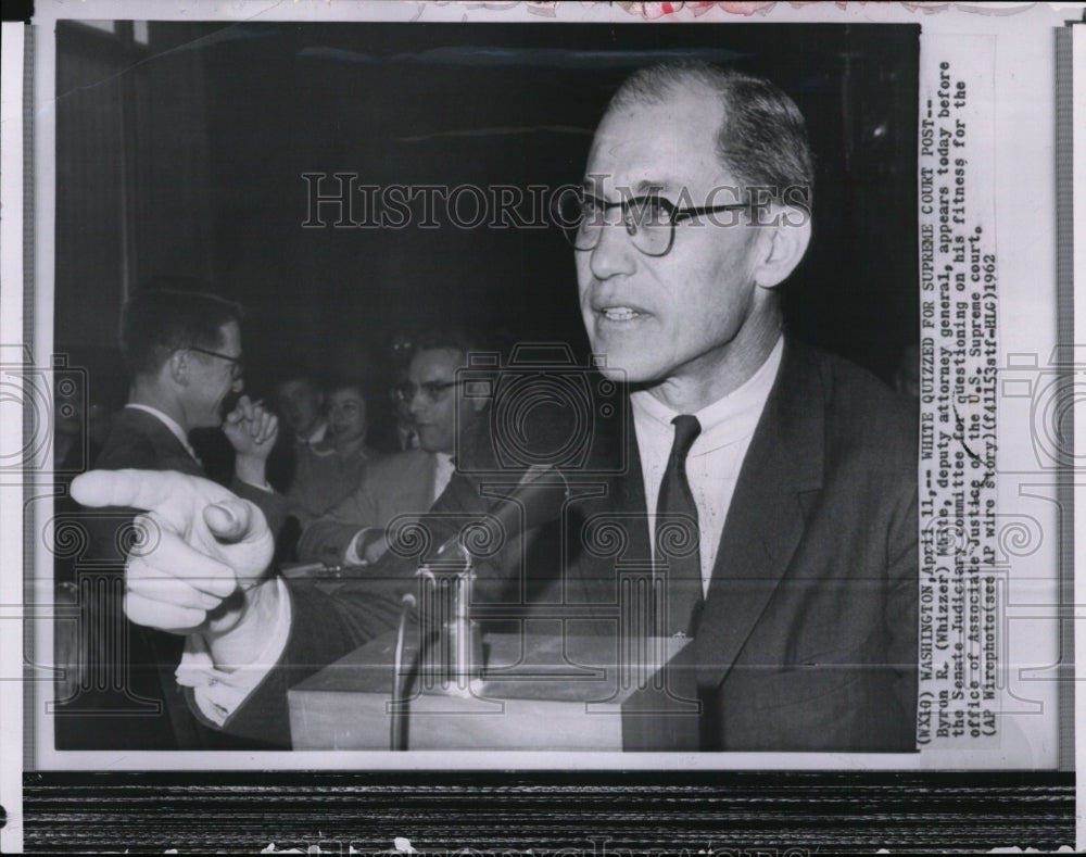 1962 Press Photo Byron R. (Whizzer) White appears before Senate Judiciary Comm. - Historic Images