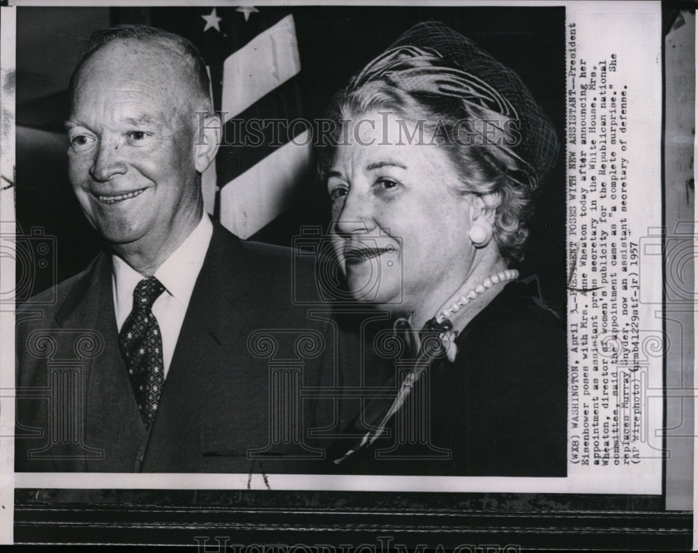 1957 Press Photo Mrs. Anne Wheaton, White House&#39;s new Assistant Press Secretary - Historic Images