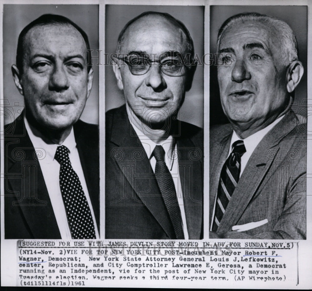 1961 Press Photo New York mayoral candidates Robert Wagner &amp; others - Historic Images