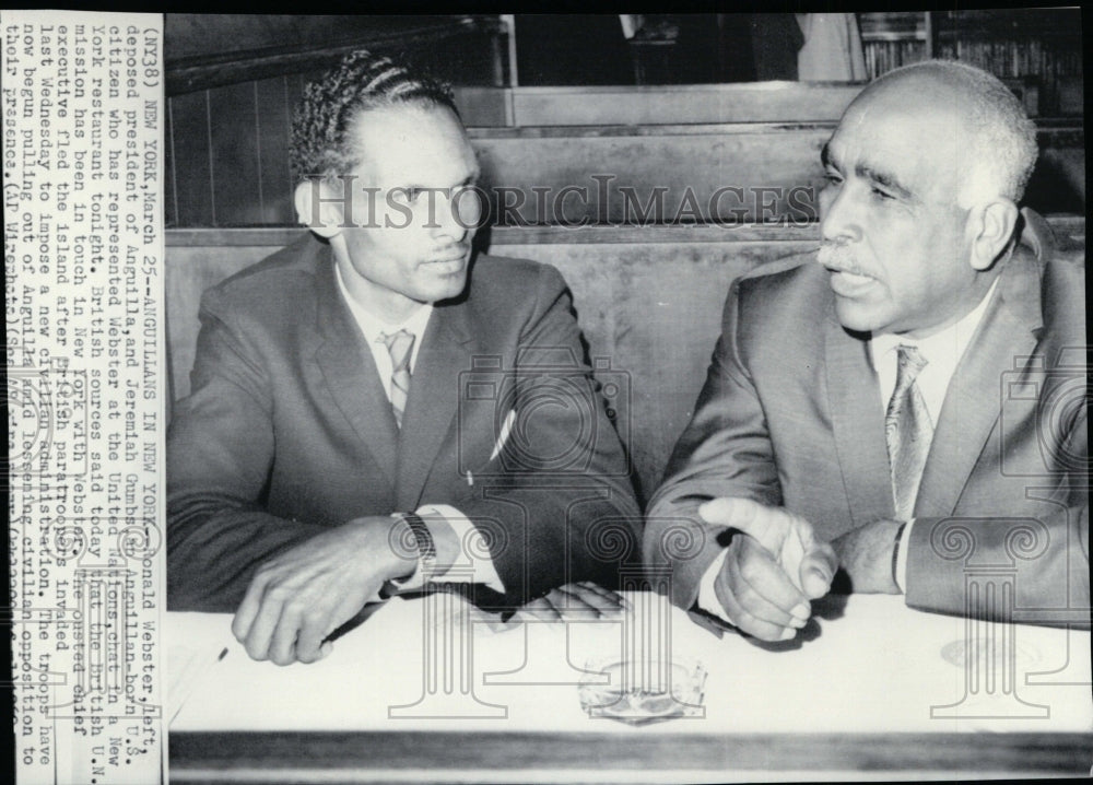 1969 Press Photo Deposed President of Anguilla, Ronald Webster, in New York - Historic Images