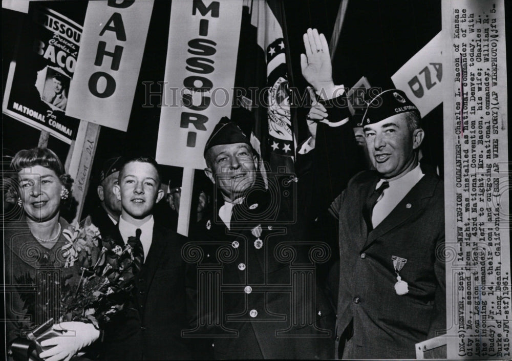 1961 Press Photo Charles Bacon as national commander of American Legion - Historic Images