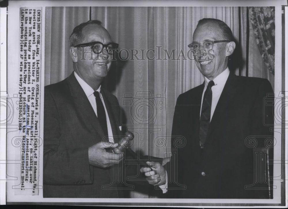 1964 Press Photo Lewis Powell as president of American Bar Association - Historic Images