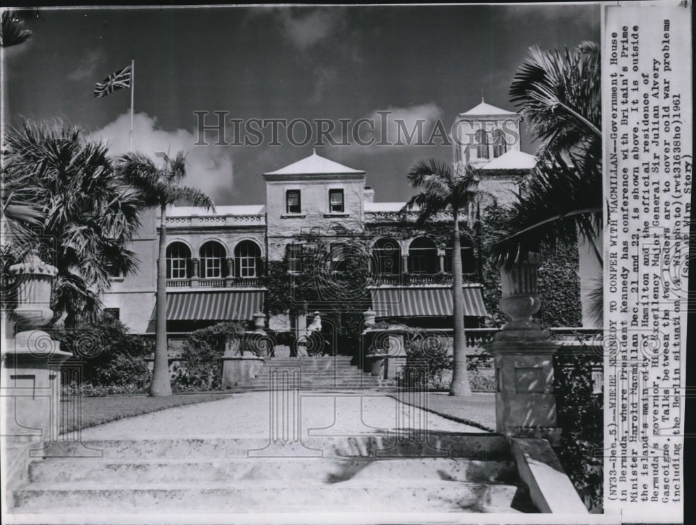 1961 Press Photo View of the Government&#39;s House in Bermuda. - Historic Images