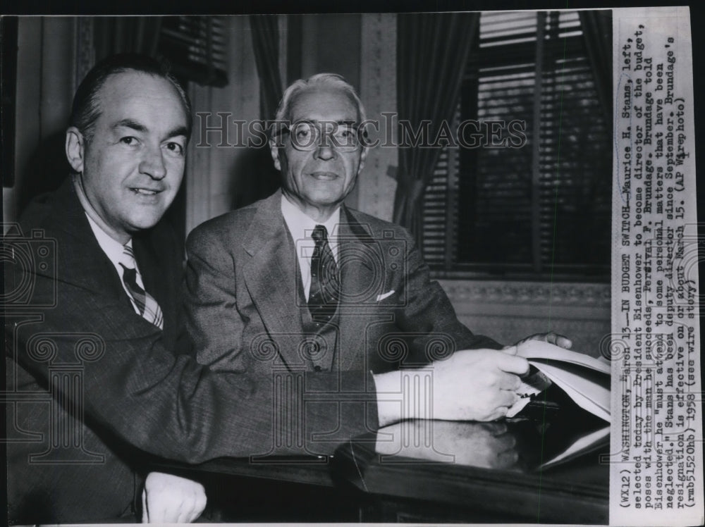 1958 Press Photo Maurice Stand to become director of budget by Eisenhower - Historic Images