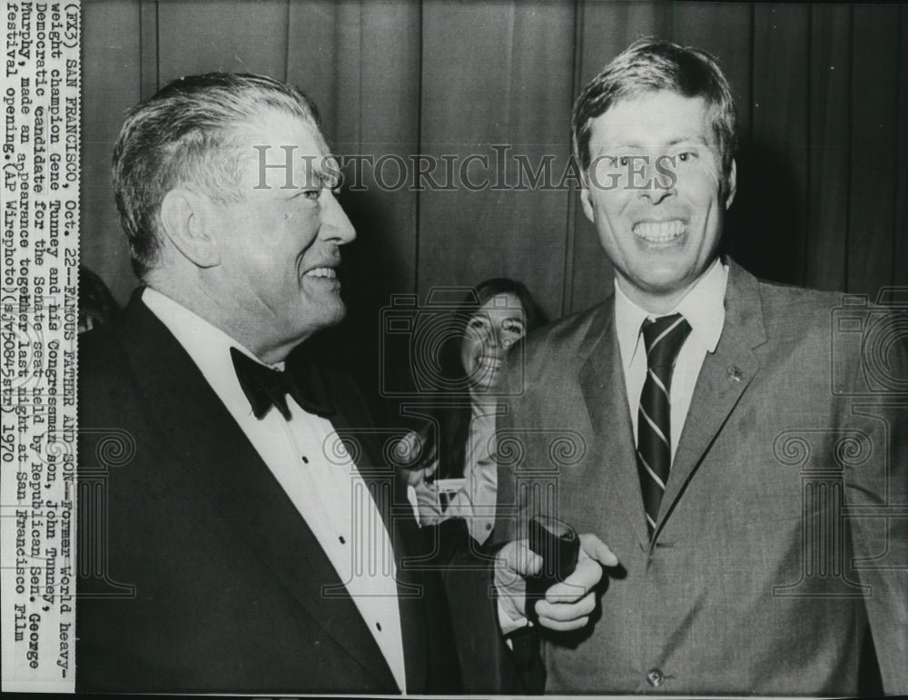 1970 Press Photo Ex-heavyweight champion Gene Tunney &amp; son Congressman John - Historic Images