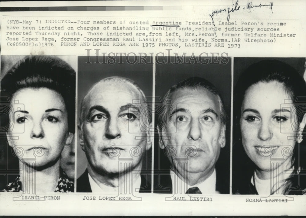 1976 Press Photo Four members of Argentine President Peron&#39;s regime, indicted - Historic Images