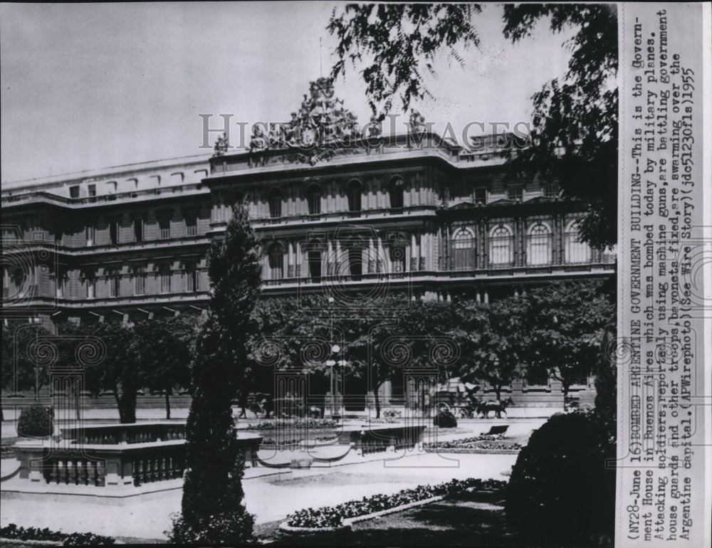 1955 Press Photo Government House in Buenos Aires Before Bombing - Historic Images