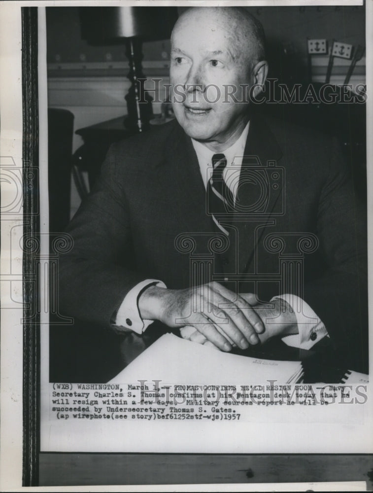 1957 Navy Secretary Charles S. Thomas confirms resignation - Historic Images