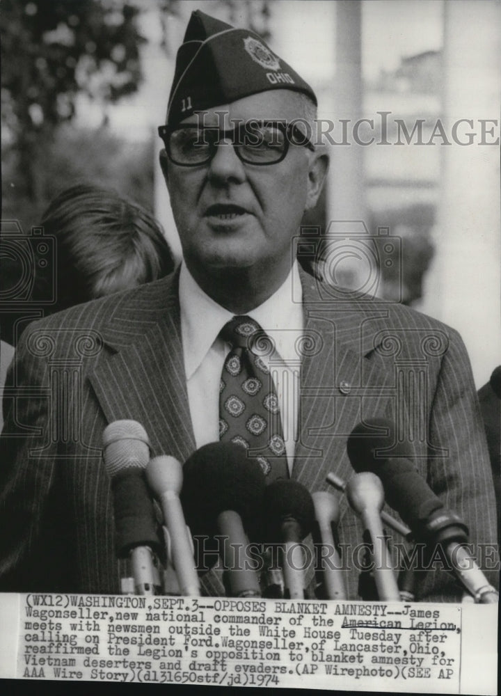 1974 Press Photo American Legion new commander James Wagonseller at White House - Historic Images