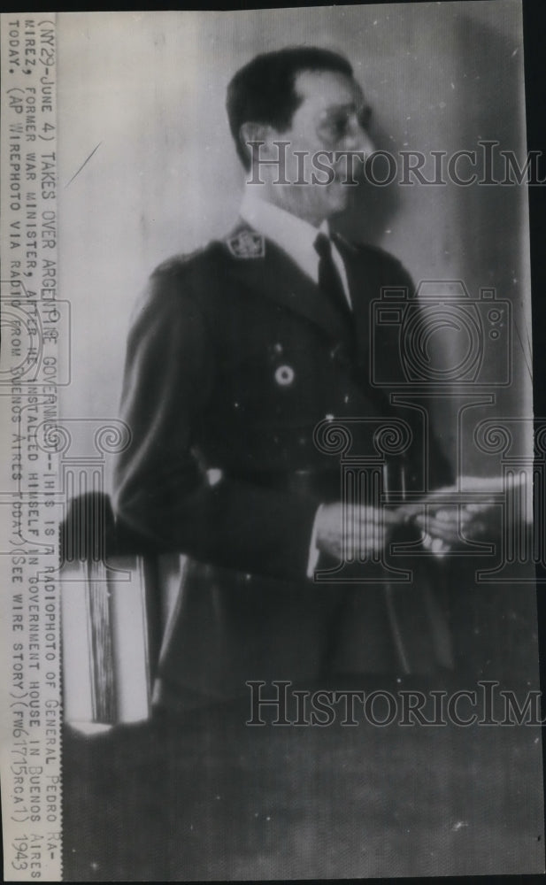 1943 Press Photo General Pedro Ramirez takes over Argentine government - Historic Images