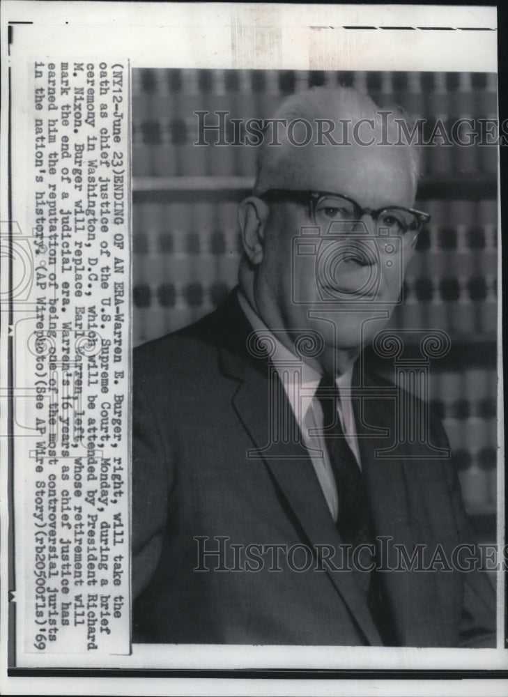 1969 Press Photo Earl Warren retires as chief justice of US Supreme Court-Historic Images