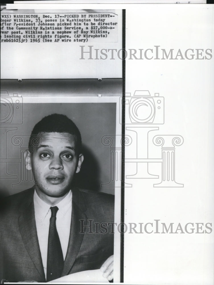 1965 Press Photo Roger Wilkins to be Director of Community Relations Service - Historic Images