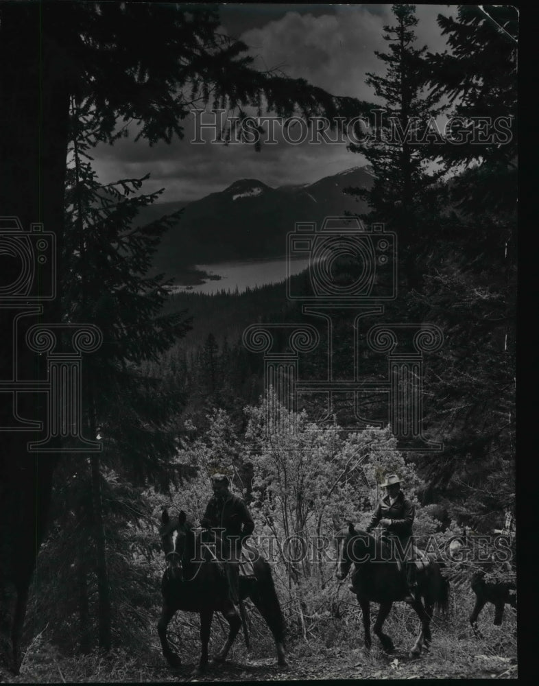 1956 Horse Riding Washington Scenic Lake Rimrock  - Historic Images