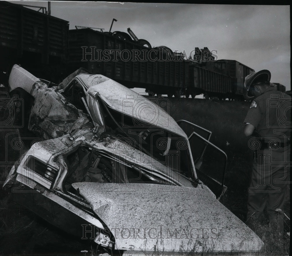 1974 Car collided with Burlington Northern train  - Historic Images