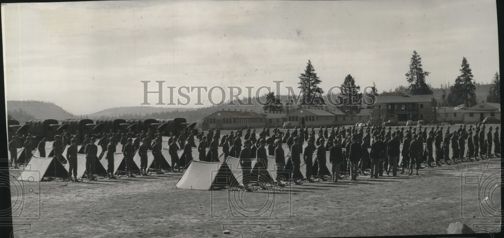 1943 Members of an army signal corps stand field inspection-Historic Images
