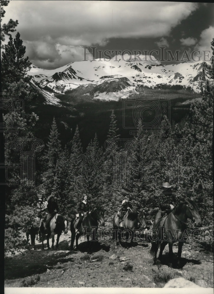 1955 Horseback riding inside Rocky Mountain National Park-Historic Images