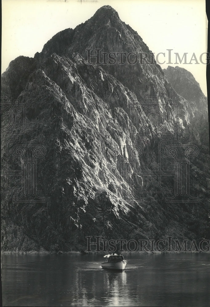1936 Lava rock peaks guard Boulder Lake  - Historic Images
