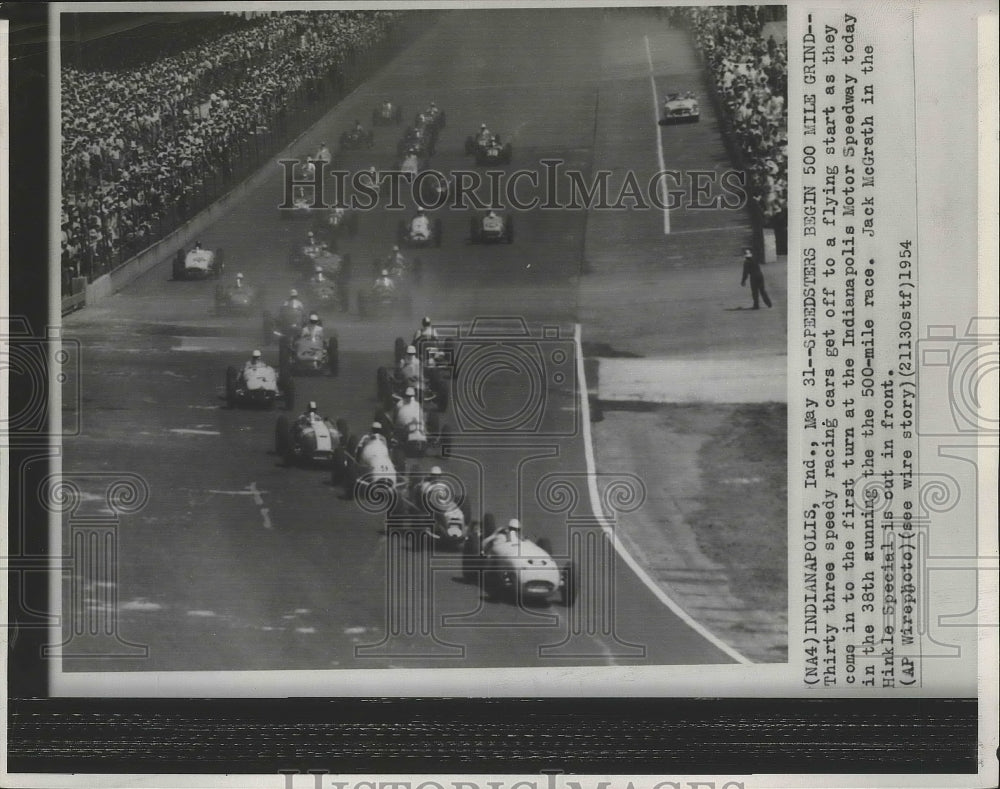 1954 Press Photo Racing cars at the Indianapolis Motor Speedway - spx12333- Historic Images