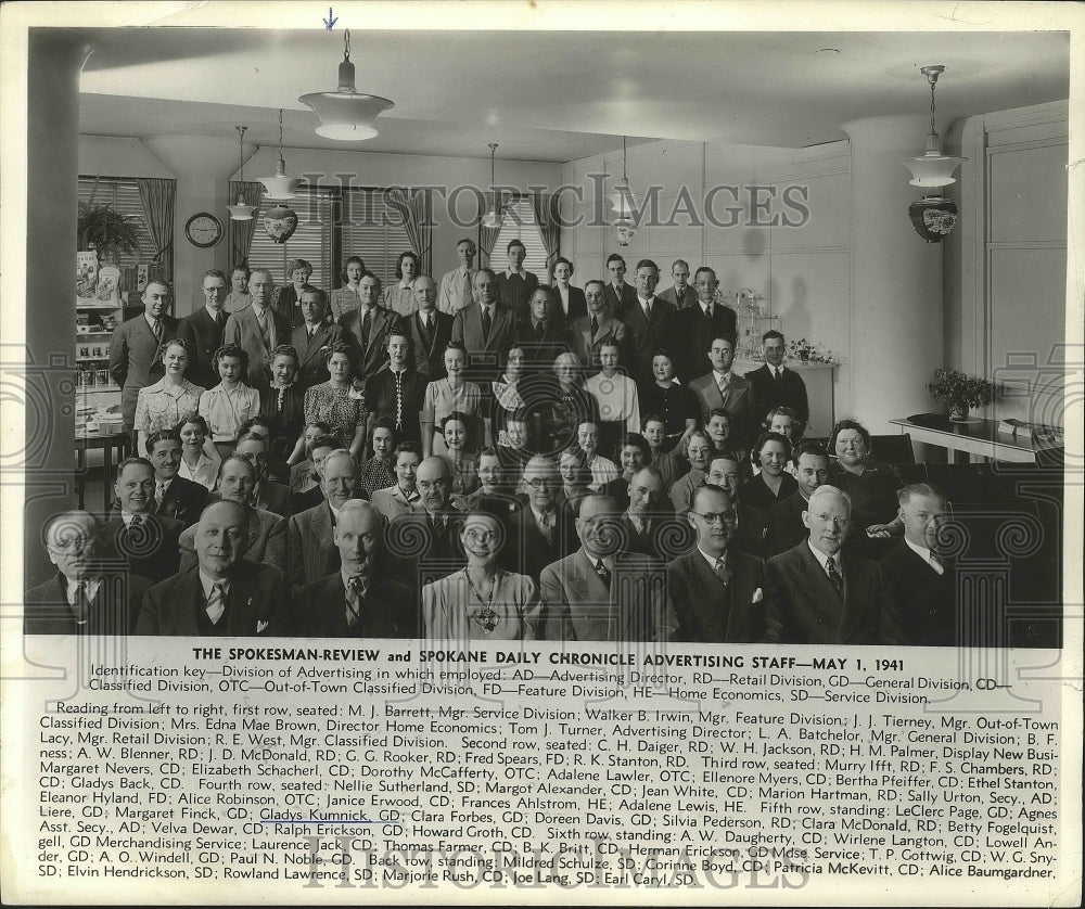 1941 Press Photo Spokesman Review and Spokane Daily Chronicle Advertising Staff-Historic Images