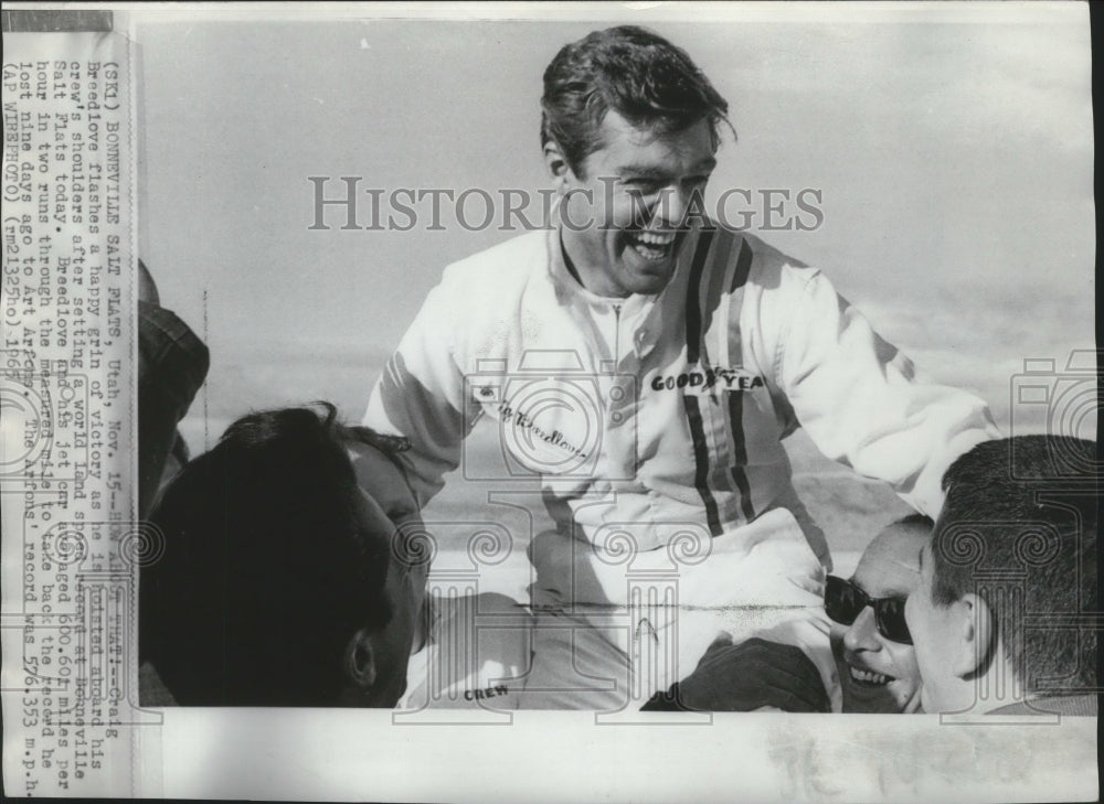 1965 Press Photo Auto Racing- Craig Breedlove- Sets new Land Speed Record, Utah-Historic Images