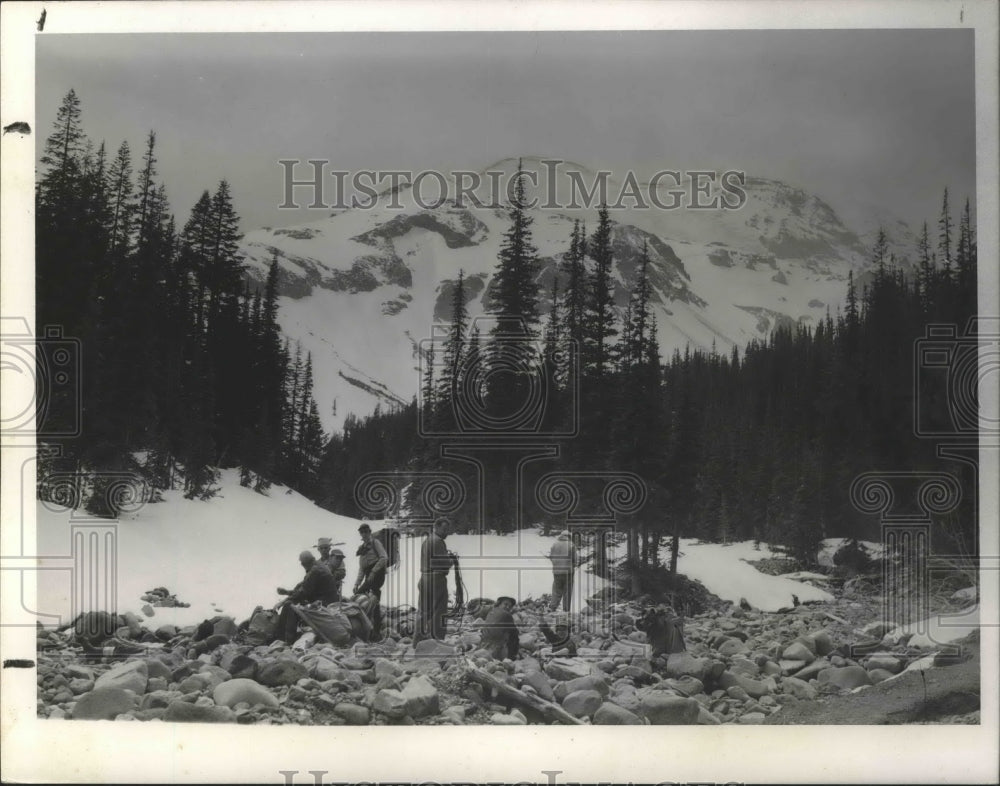 1955 Hikers at the base of Mt Rainier  - Historic Images