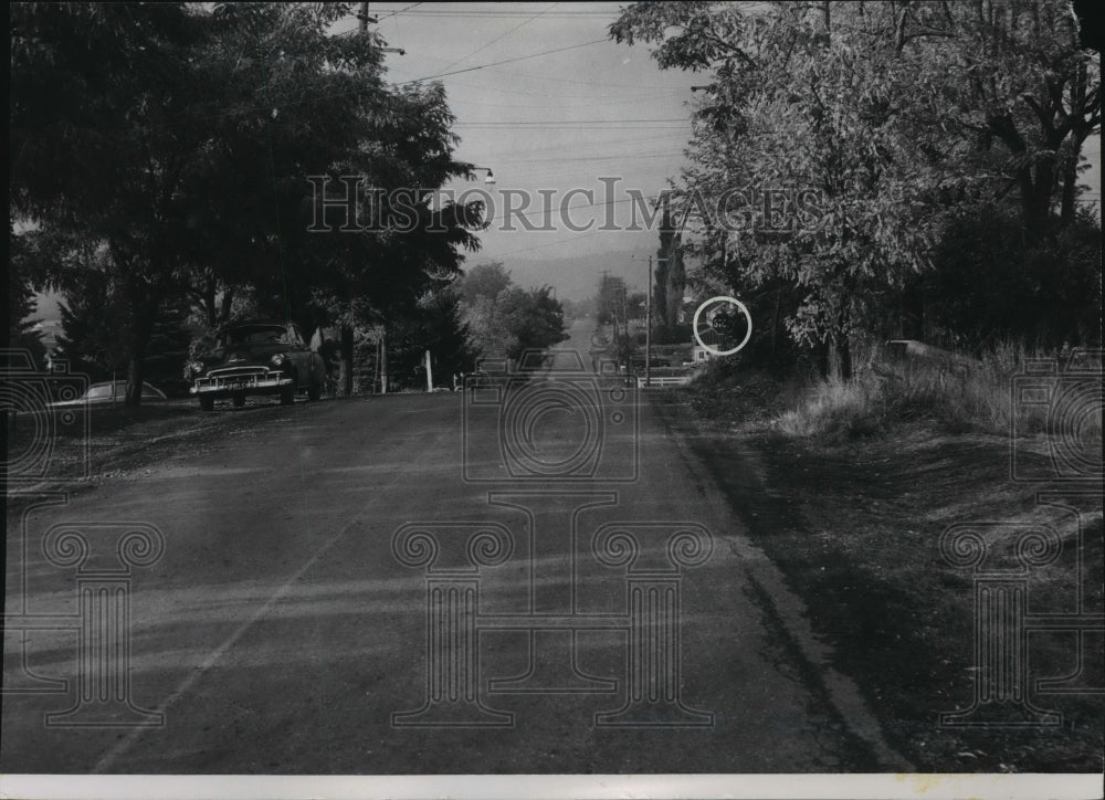 1956 Press Photo Tree-lined Road in Spokane Valley, Washington - Historic Images