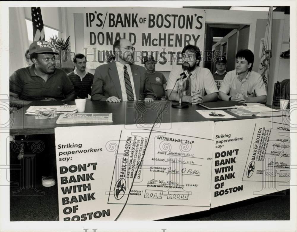 1988 Press Photo Papermakers Unions Officials at Press Conference, Massachusetts- Historic Images
