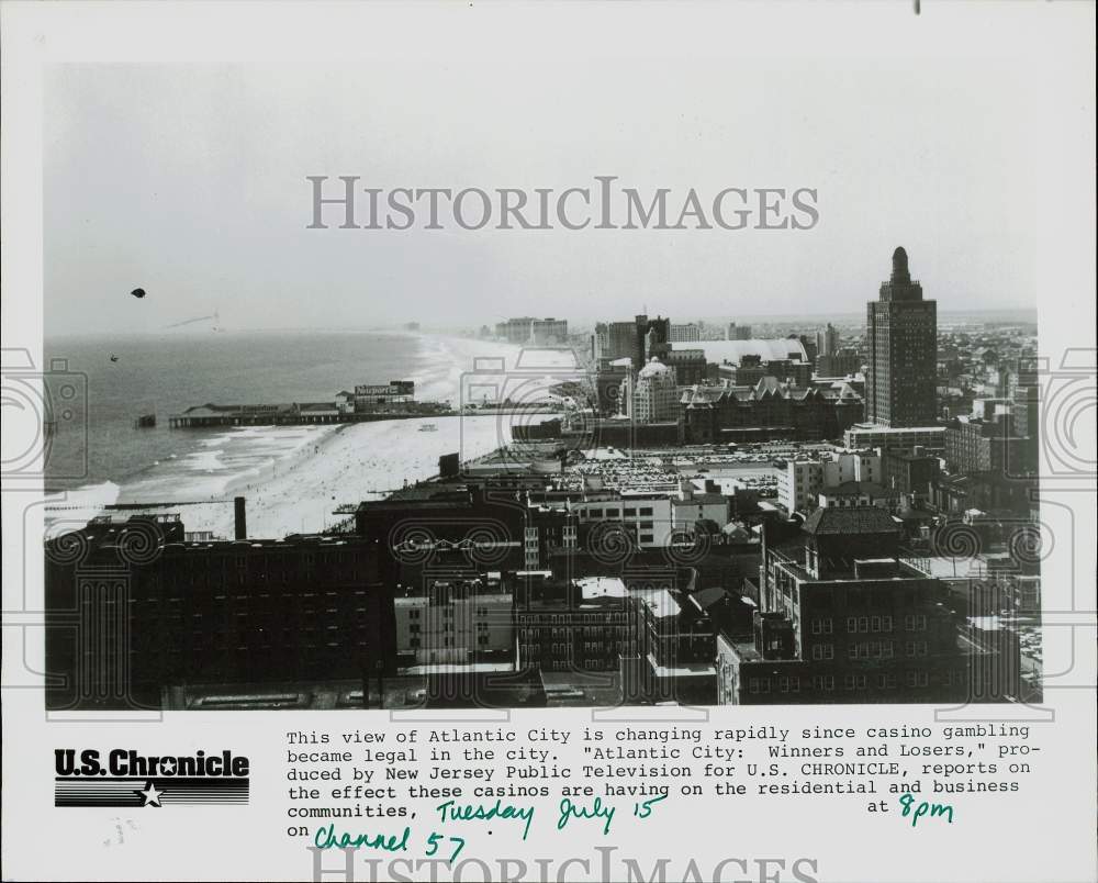 Press Photo Buildings along Coast in &quot;Atlantic City: Winners and Losers&quot;- Historic Images