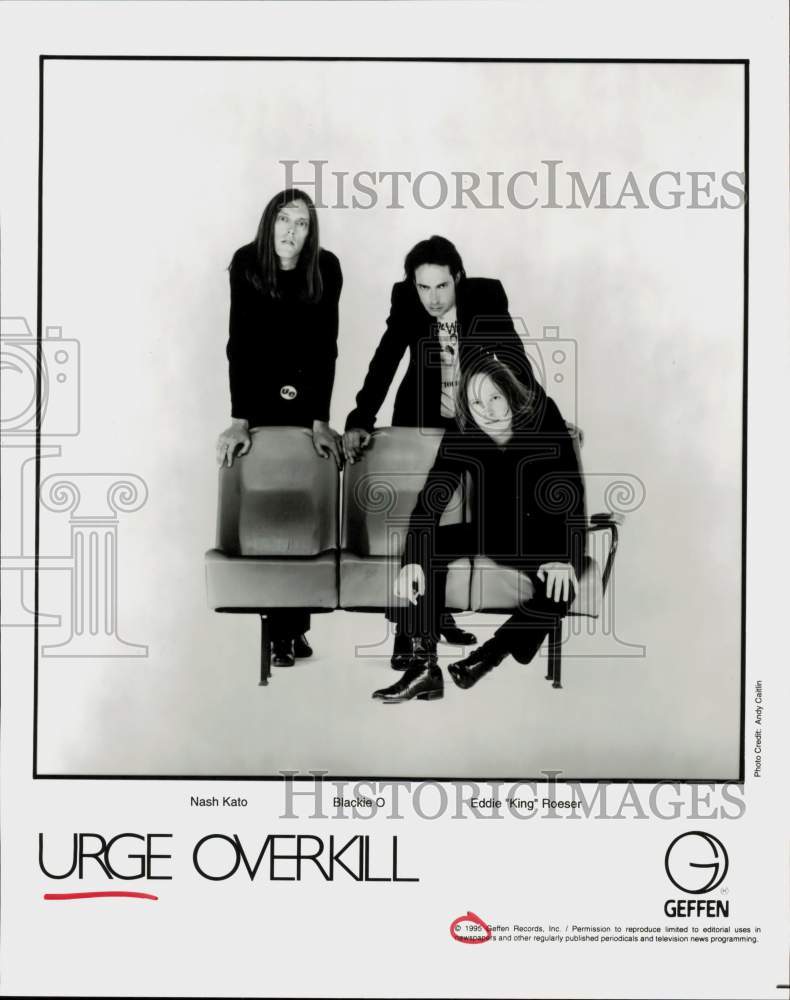 1995 Press Photo Urge Overkill - Nash Kato, Blackie O, Eddie &quot;King&quot; Roeser- Historic Images