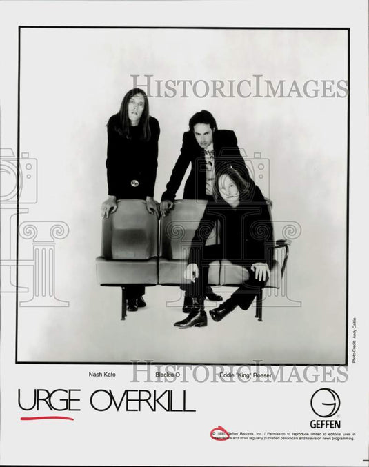 1995 Press Photo Urge Overkill - Nash Kato, Blackie O, Eddie "King" Roeser- Historic Images