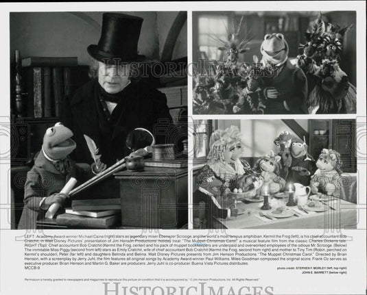 Press Photo Michael Caine & Muppets in "The Muppet Christmas Carol" Movie- Historic Images