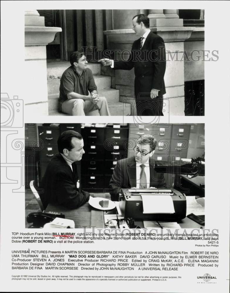 1992 Press Photo Bill Murray &amp; Robert De Niro in &quot;Mad Dog and Glory&quot; Movie - Historic Images