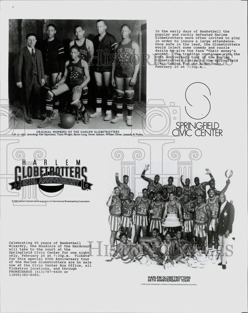 1990 Press Photo Original and modern Harlem Globetrotters team photos - Historic Images