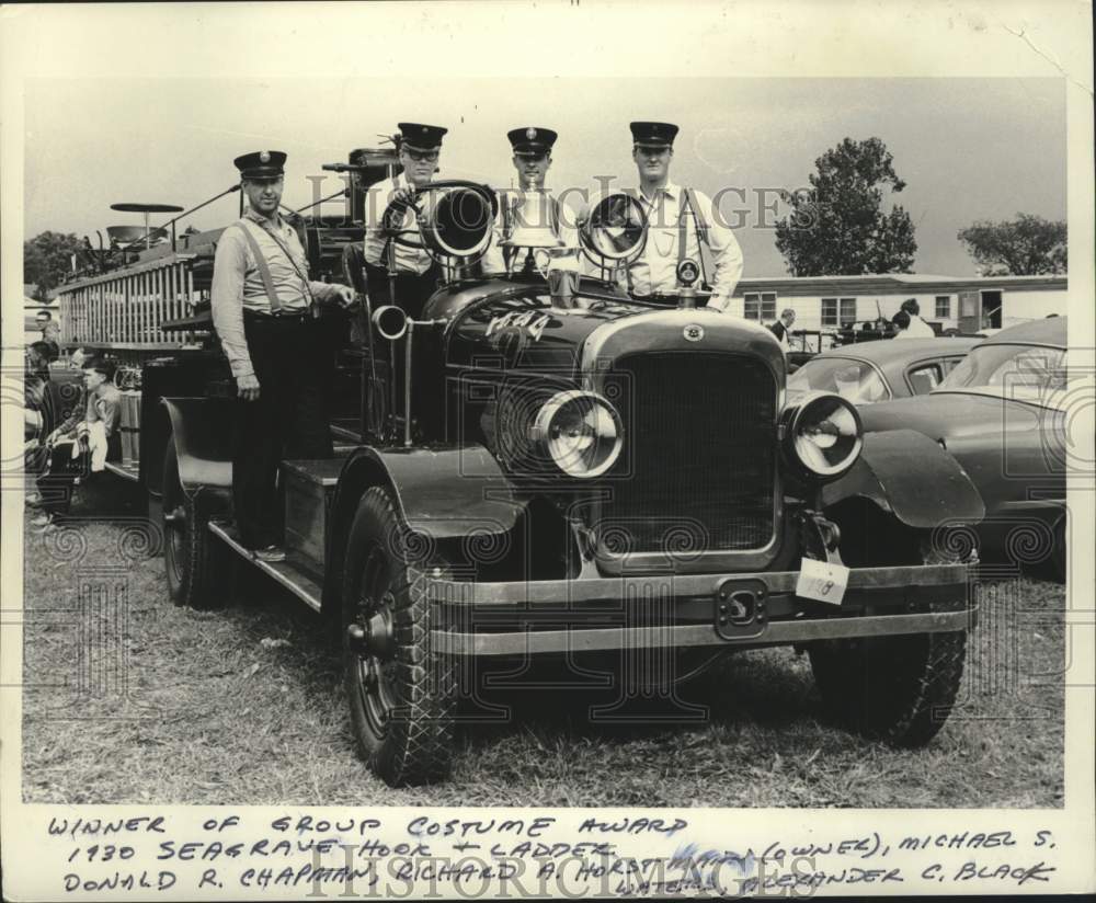 1966 Seagrave Hook and Ladder Firemen on Fire Truck at State Fair-Historic Images