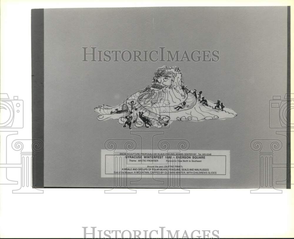 1990 Press Photo Klaus Ebling Artist Proposal for Everson Square Snow Sculpture - Historic Images