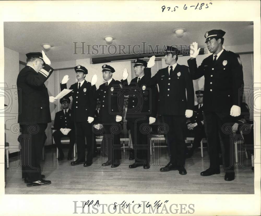 1974 Press Photo Police Chief Thomas Sardino with Sergeants at Promotions - Historic Images