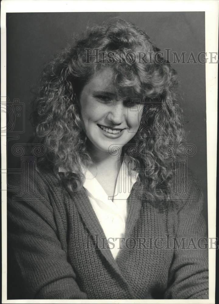 1985 Press Photo Audra Stoutenger at Miss Teen New York State Pageant - Historic Images