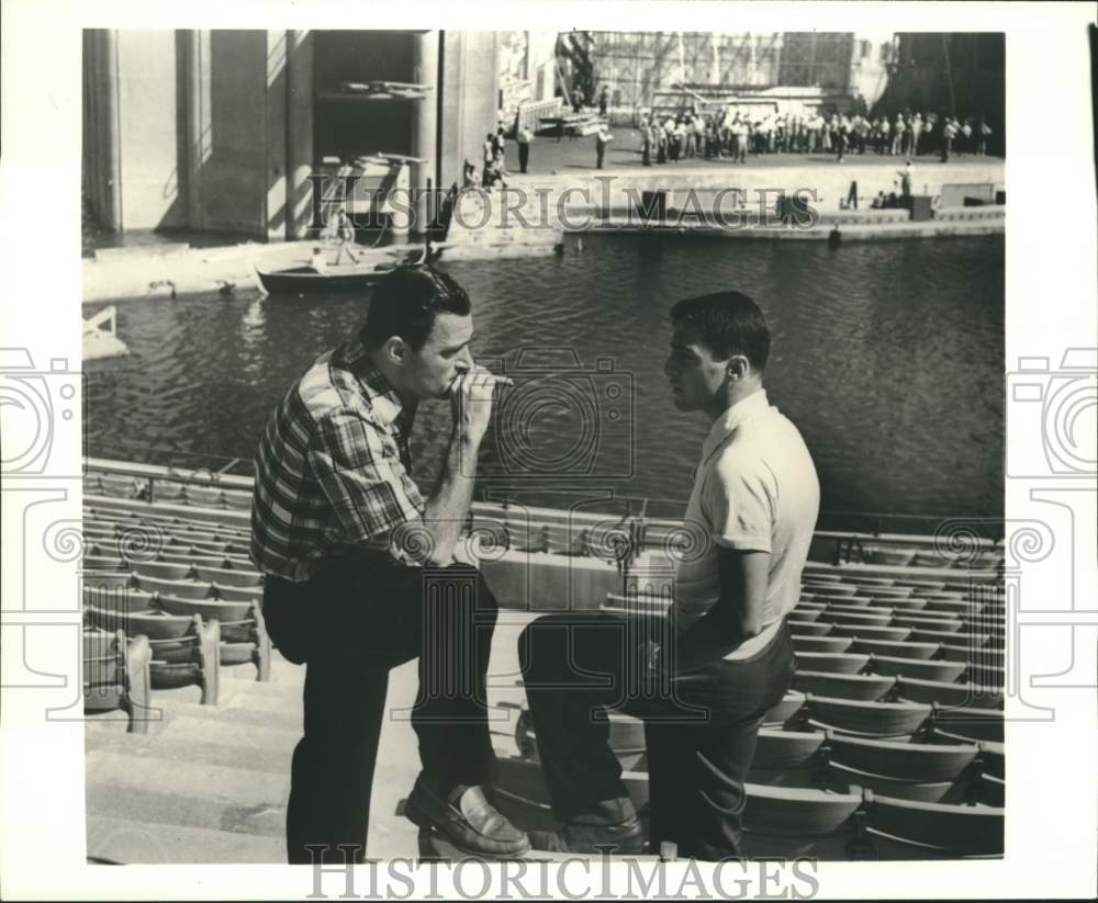 1952 Author Michael Todd Jr. with Father at Jones Beach in Venice-Historic Images